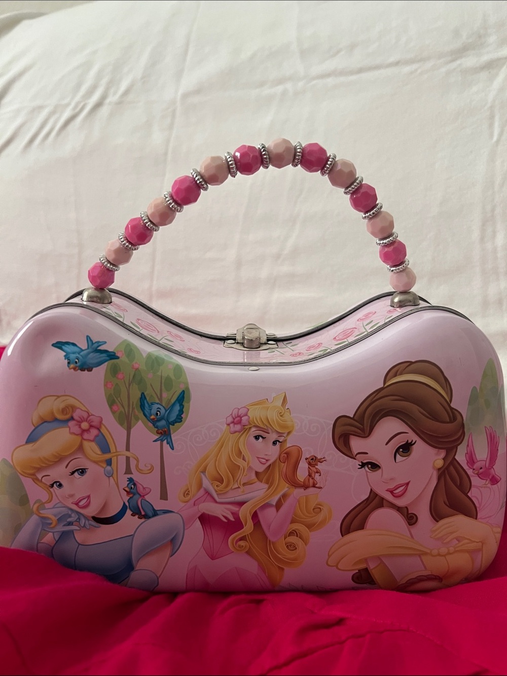 Pink Princess Character Girls Beaded Handle Bag